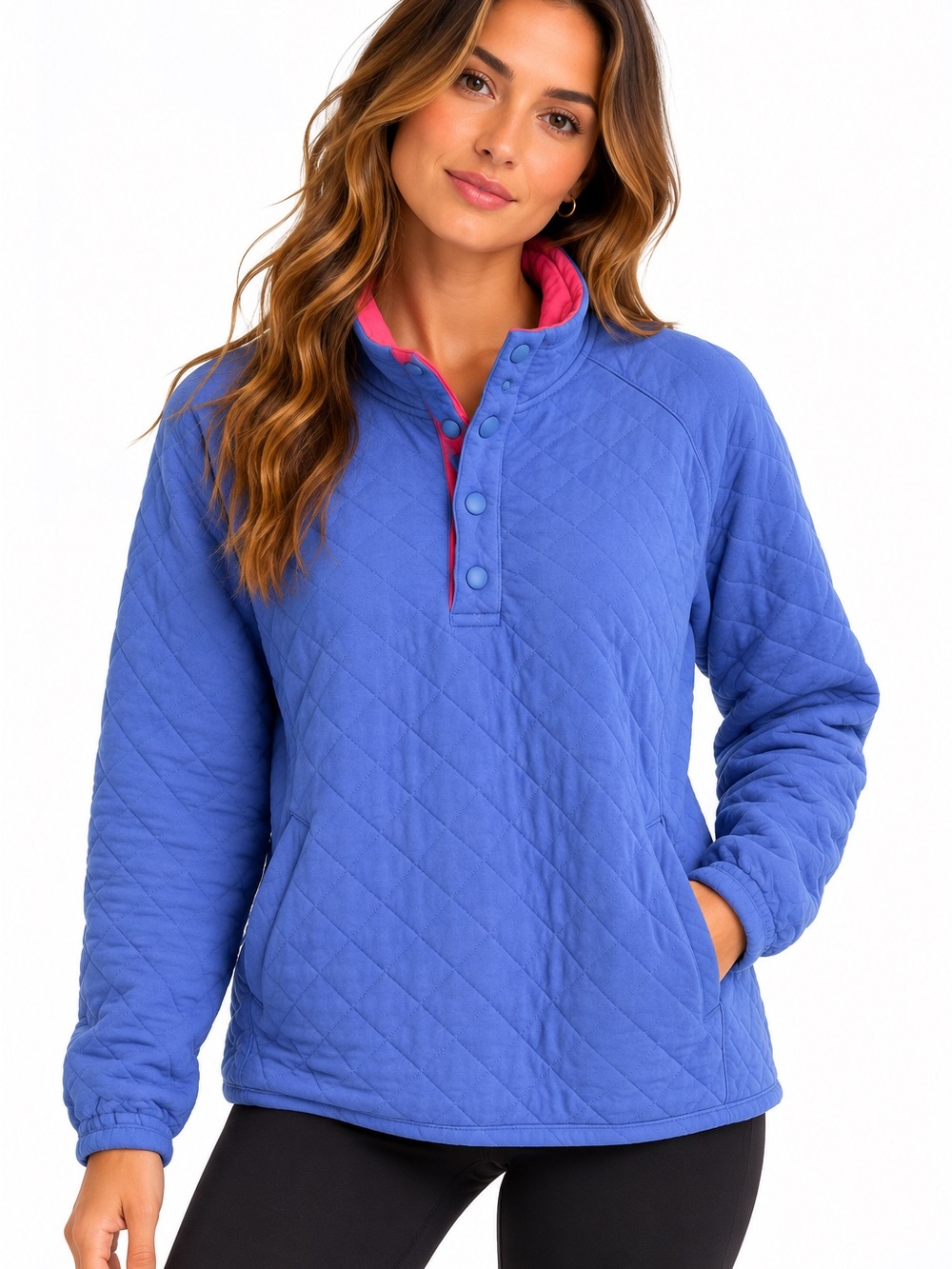 Charleston Threads Men’s Large Blue Quilted Snap Neck Pullover Sweatshirt